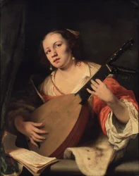 En dame som spiller lut, 1654
