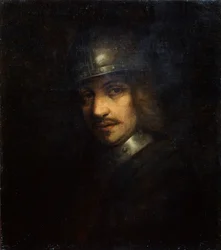 Portrett av en mann med hjelm, 1600-tallet