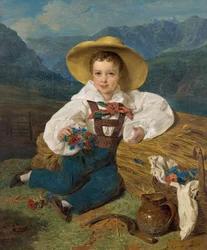 Portrett av grev Dmitri Alexandrovich Apraxin 1826-1899 som barn foran et fjell..., 1832.