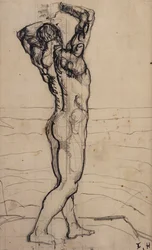 Male Act, Study for the Truth, ca. 1901-02 (blyant og indisk blekk på papir)