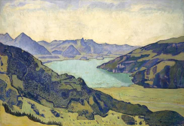 Utsikt over innsjøen Thun fra Breitlauenen, 1906.
