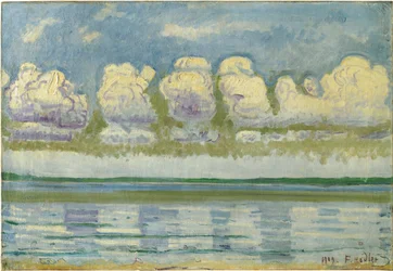 ""Utsikt over Genfersjøen og den sveitsiske juraen"" (Genfersjøen med den sveitsiske juraen) Maleri av Ferdinand Hodler (1853-1918)