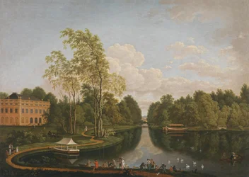 Utsikt sørover over Øvre Schönbusch-sjø mot Schönbusch slott og kanalen (Aschaffenburg-syklusen)