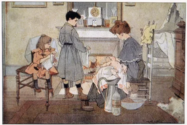 The bath of the baby, ca. 1930 (trykk)