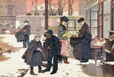 Kastanjehandleren, i barndommens bildebok, ca. 1900 (gravering)