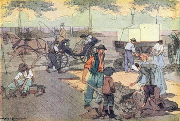 Trebelegg, i barndommens bildebok, ca. 1900 (gravering)