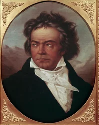 Portrett av den tyske komponisten Ludwig van Beethoven (1770-1827) i en alder av 49 (den tyske komponisten Ludwig van Beethoven i en alder av 49) Maleri av Ferdinand Schimon (1797-1852) 1819 Bonn, Maison natale du composer