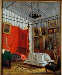 Appartement du Comte de Mornay Maleri av Eugene Delacroix (1798-1863) 1833 Søn. 0,41x0,32 m
