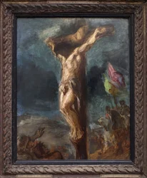 Korsfestelse. Maleri av Eugene Delacroix (1798-1863), olje på tre