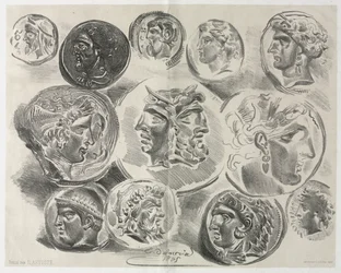 Ark med tolv antikke medaljer, 1825.