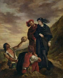 Hamlet og Horatio på kirkegården, fra scene 1, akt V i Hamlet av William Shakespeare (1564-1616), 1839