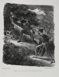 Illustrasjoner for Faust: Faust og Méphistophélés i fjellene i Hartz, 1828.