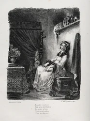 Illustrasjoner for Faust: Marguerite med hjulet, 1828.