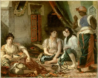 Kvinner fra Alger i sin leilighet, maleri av Eugène Delacroix (1798-1863), 1834, 1,80 x 2,29 m, Paris, Louvre-museet
