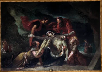 Pieta eller "" Deploration"" Maleri av Eugene Delacroix (1798-1863) 1844 Søn. 3,55 x 4,75 m Kirke Saint-Denis du Saint-Sacrement i Paris.