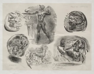 Ark med seks antikke medaljer, 1825.