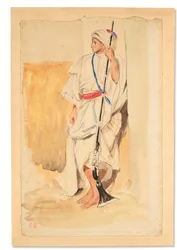 Stående arabisk (blyant akvarell og gouache på papir)