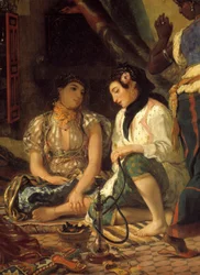 Kvinnene i Alger i detaljleiligheten deres. Maleri av Eugene Delacroix