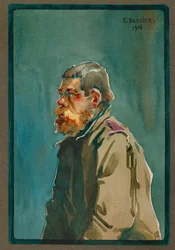 Russisk soldat tatt til fange i 1916, Güstrow (akvarell)