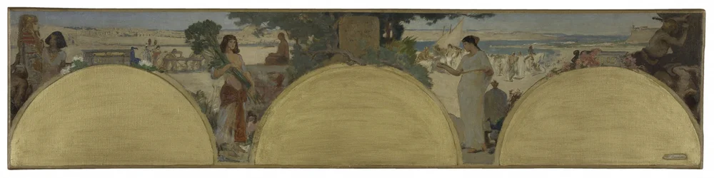 Skisse til Hôtel de Ville de Paris: Skrivehistorie - Antikken, ca. 1890 (olje på lerret)