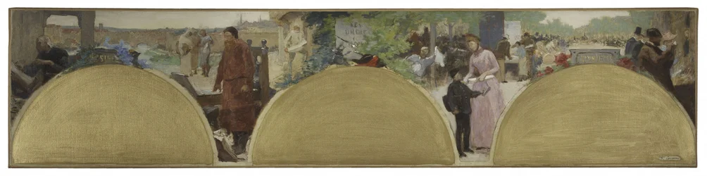Skisse til Hôtel de Ville de Paris: Skrivehistorie, moderne tid, ca. 1890 (olje på lerret)