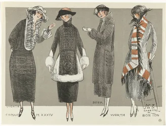 Gazette du Bon Ton, 1920 - nr. 7, Croquis Pl XXXIV: Worth / Beer / Worth (tittel på objekt)