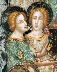 Freske av kapellet til Saint Michael: scener av gledene til Jomfru Maria