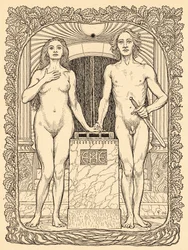 Ved bryllupsalteret, tallerken 6, fra porteføljen 'Lebenszeichen', pub. 1908 i Berlin av Fritz Heyder Verlag
