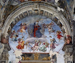 Jomfru Marias himmelfart, detalj. Freske av Filippino Lippi (1457-1504), 1488-1492, Roma, Santa Maria sopra Minerva-kirken, Carafa-kapellet, Italia