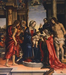 Den hellige Katarina av Alexandrias mystiske bryllup, av Filippino Lippi (ca. 1457-1504), basilikaen San Domenico, Bologna