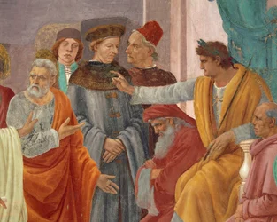 Saint Peter konfronterer Simon Magus før Nero, av Filippino Lippi, freskomaleri