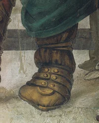 Saint Philip Driving Dragon fra Temple of Hieropolis av Filippino Lippi, detalj av fottøy, freskomaleri