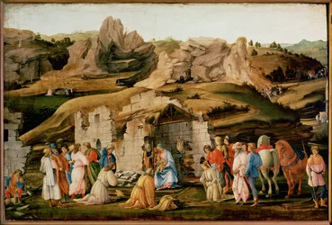 Tilbedelsen av de tre vise menn (tempera på tre)