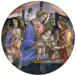 The Madonna and Child with the Infant St. John and Two Angels, midten av 1480-tallet (tempera på panel)