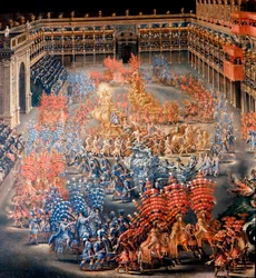 Fest på Palazzo Barberini til ære for Christine de Suede (Christine av Sverige), den 28/02/1656 Detalj. Maleri av Filippo Lauri (1623-1694) og Filippo Gagliardi (død 1659). Roma fra 1600-tallet, Roma-museet