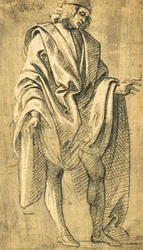 Studie av menneskelig mannsfigur, blyanttegning av Filippo Lippi (ca 1457-1504)