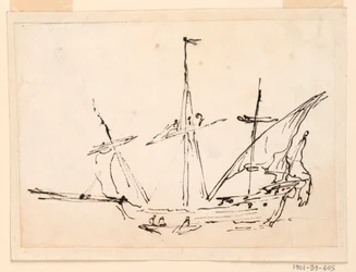 Tegning, et seilfartøy, 1770–1800