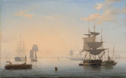Havnen i Boston, med byen i det fjerne