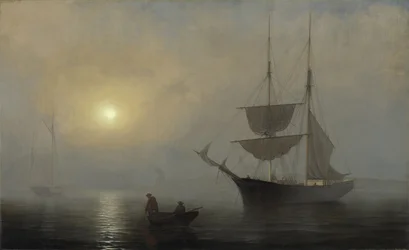 Skip i tåke, Gloucester havn