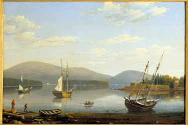 Utsikt over havnen i Somes i Maine i USA Maleri av Hugh Lane Fitz (1804-1865) 1850 Privat samling