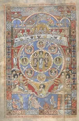 Legge til. 17738, f.3v Eksegese av åpningsversene i Jobs bok, illustrasjon fra 