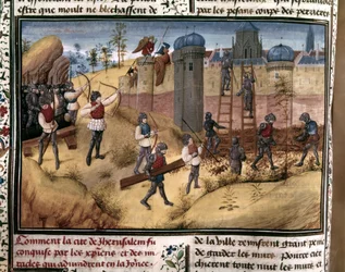 KORSTOG: «Korsfarerne klatrer opp Jerusalems murer.» Fra «Histoire des Cr…»