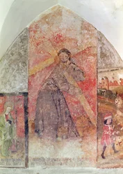 Kristus bærer korset, veggmaleri i krypten, ca. 1480-1540
