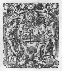 Christophe Plantins trykkmerke, illustrasjon fra Works by Tacitus, 1607