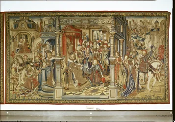 Davids sønner Amnon og Absalom erklærer krig mot hverandre, billedvev av David og Batseba, ca. 1510-15
