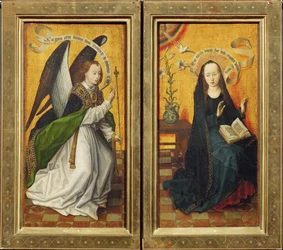 Diptych av bebudelsen (maleri på tre)