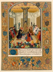 Hertug Charles le Temeraire midt i hoffet sitt med ridderne av ordenen av det gylne skinn, 1473