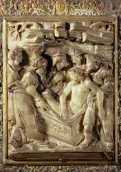 Gravlegging. Alabaster fra Malines, Belgia (alabaster)