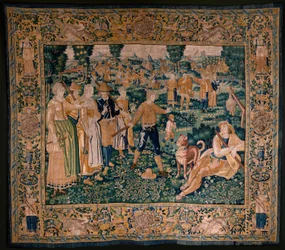Flamsk billedvev. Gåseleken. Studio i Oudenaarde. 341x395 cm. Inv (83058)-7 / 0008. 1600-tallet.