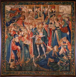 flamsk billedvev. Tidens triumf (De triomf van de Tijd, El triunfo del Tiempo). Ull og silke. 347x342 cm. Privat samling. Ca 1504.